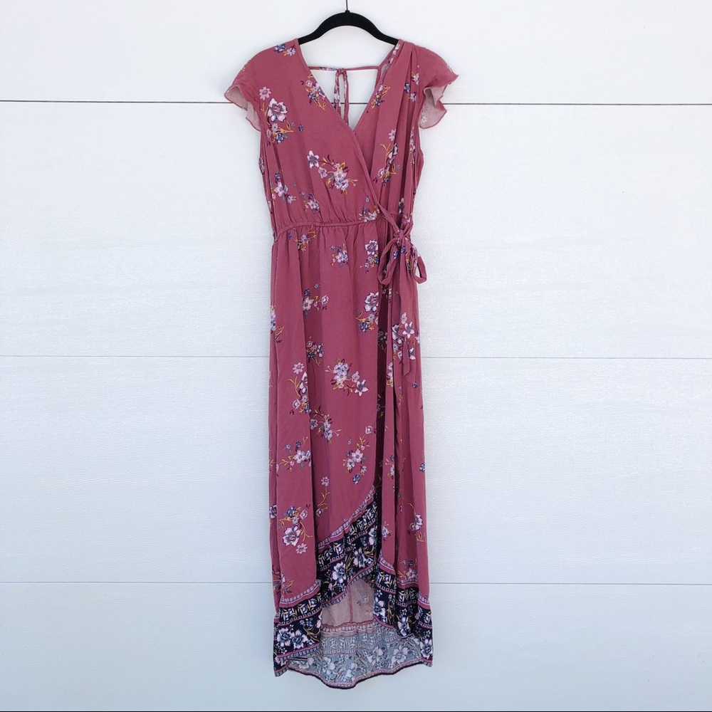 Band of Gypsies Dusty Rose Floral Maxi Dress